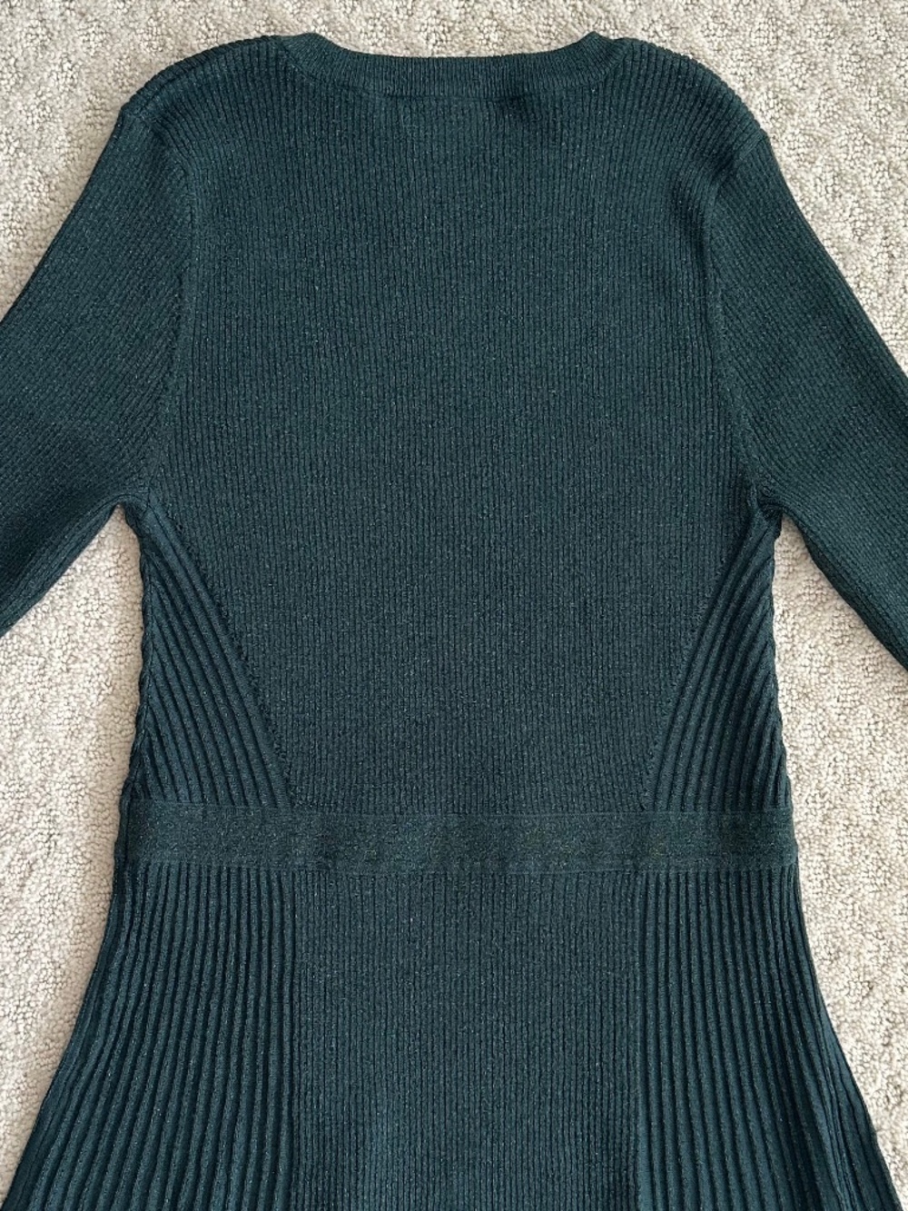 Boden Diona Sparkle Fit-And-Flare Knit Midi Dress Green 12R Metallic Holidays - Picture 10 of 16